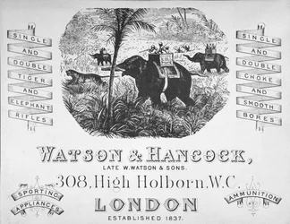 Advertentie voor wapenmakers Watson & Hancock, ca. 1900