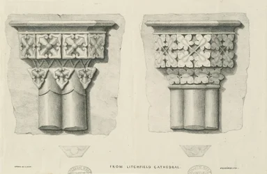 Interieur van de Kathedraal van Lichfield - Gesneden Bladwerk (lithografie, nd [?19e eeuw])