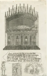 Lichfield Cathedral - Graf van de bisschop [?Bisschop Cornhill]: ets, nd [?eind 18e eeuw]