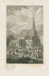 Wolstanton Kerk (gravure, nd [?19e eeuw])