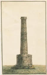 Wolverhampton - Saksische zuil in Sint-Pieterskerk-yard: aquarel, nd [?eind 18e eeuw]