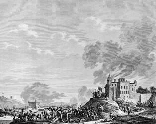 Franse Revolutie: Inname van het kamp van Jales en Ardèche door de revolutionaire patriotten in juli 1792. Parijs, Bibliotheek van het Instituut voor Geschiedenis van de Revolutie