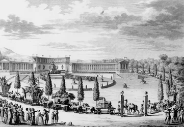 Franse Revolutie: Feest ter gelegenheid van de triomfantelijke binnenkomst van de monumenten van wetenschap en kunst in Frankrijk op 9 en 10 Thermidor An VI (28 juli 1798) onder bevel van consul Napoleon Bonaparte (plundercampagne). Parijs