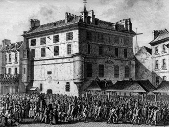 Franse Revolutie: Het volk van de Franse Garde van de gevangenis van de Abdij van Saint Germain des Prés in Parijs op 30 juni