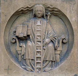 Gotische kunst: allegorie van de alchemie. Kathedraal Notre-Dame in Parijs