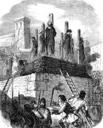 De kruistocht tegen de Albigenzen (gravure)