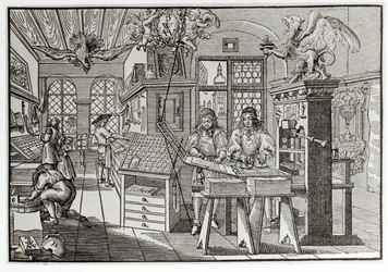 Interieur van een drukkerij in Neurenberg