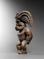 Hawaïaans figuur, kona stijl, die de oorlogsgod ku ka ’ili moku vertegenwoordigt, ca. 1780-1820