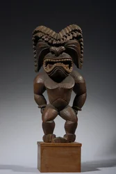 Hawaïaans figuur, kona-stijl, die de oorlogsgod ku ka ’ili moku voorstelt, ca. 1780-1820