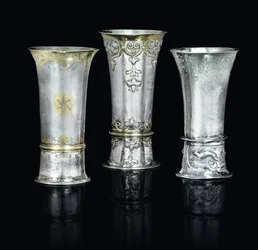 Drie bekers (gedeeltelijk verguld zilver)