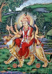 Godin Durga Miniatuurschilderij