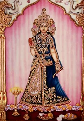 Godin Radha miniatuurschilderij op ivoor