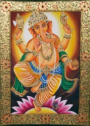 Heer Ganesha Ganpati Miniatuurschilderij op Papier