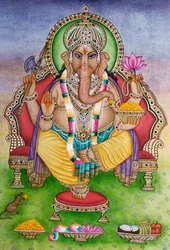 Heer Ganesha Ganpati in Miniatuurschilderij op Papier