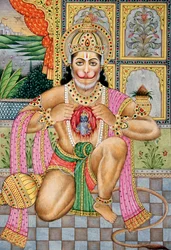 Heer Hanuman Miniatuurschilderij op Papier