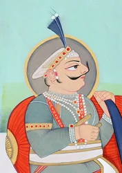 Miniatuurschilderij van Maharaja Prithviraj Chauhan Ajmer