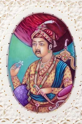 Miniatuurschilderij van Mughal keizer Akbar