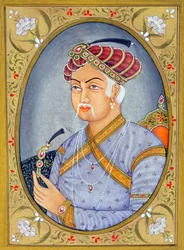 Miniatuurschildering van Mughal keizer Akbar
