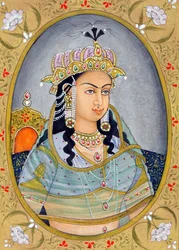 Miniatuurschilderij van Mughal koningin Mehrunissa, India, Azië