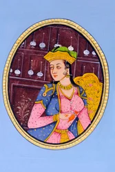 Miniatuurschilderij van koningin Mumtaz Mahal, India, Azië
