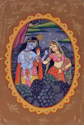 Miniatuurschilderij van Radha Krishna