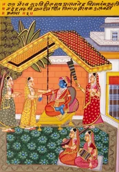 Miniatuurschilderij op papier, Rag Bhairav, Nathdwara School