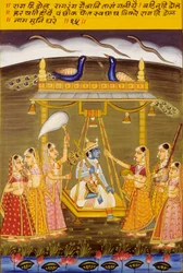 Miniatuurschildering op papier, Rag Hi Dol, Nathdwara School