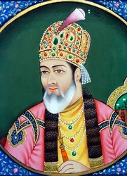 Mughal keizer Shah Jahan miniatuurschilderij op papier