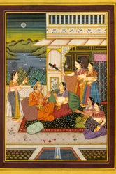 Mughal miniatuurschilderij, liefdesscènes, India
