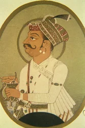 Schilderij van Rao Bikhaji Heerser, Bikaner, Rajasthan, India