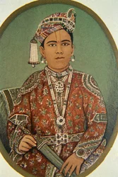 Portret van Maharaja Ganga Singh, Bikaner, Rajasthan, India