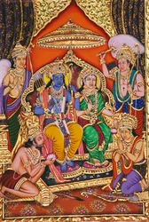 Ram Darbar Miniatuurschilderij op papier met reliëf