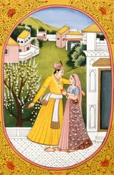 Jaar kalenderafbeelding & schilderij voor een hindoeïstische maand Fagun, India