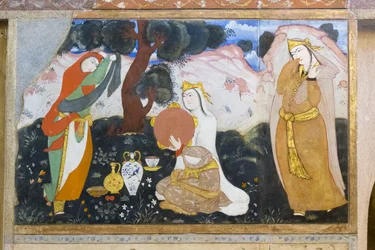 Fresco in het Chehel Sotoun-paleis, Esfahan, Iran