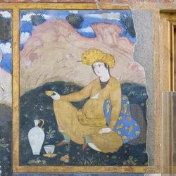 Fresco in het Chehel Sotoun-paleis, Esfahan, Iran