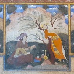 Fresco in het Chehel Sotoun-paleis, Esfahan, Iran