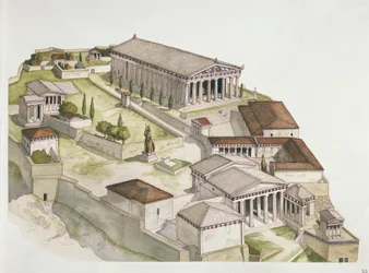 Oud Athene - reconstructie van de Akropolis, 5e eeuw v.Chr.