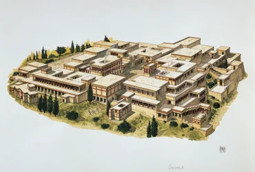 Reconstructie van het paleis van Knossos, Kreta, 20e eeuw v.Chr.