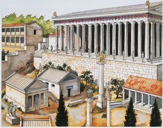 Reconstructie van het Apollo-heiligdom, Delphi, 8e tot 3e eeuw v.Chr.