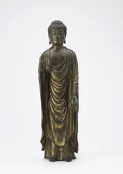 Amitabha Boeddha (Amida) de Boeddha van Oneindig Licht, Kamakura-periode (verguld brons)