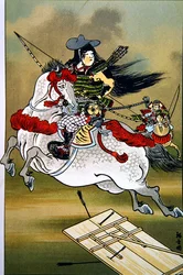 Tomoe, een dappere vrouwelijke krijger van Japan tijdens de Genji en Heishi periodes