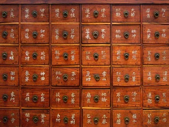 Detail van een houten medicijnkast, Joseon-periode, Korea, Collectie Kim Chong-hak. Foto, Nationaal Museum van Korea, Republiek Korea, 2006.