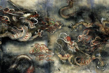 Draken, decoratie van de boeddhistische tempel van Pongwon, Seoul, Korea