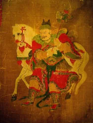 Boodschapper van de hel met paard, schilderij op henneprol, Joseon-periode, Korea. Nationaal Museum van Seoul, Republiek Korea