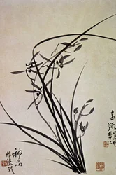 Orchideeën. Koreaanse prent van de YI-dynastie.