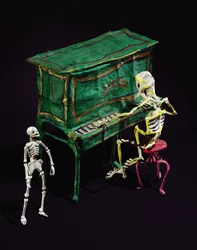 Dag van de Doden figuren als muzikanten (detail)