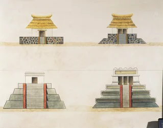 Historische reconstructie van gebouwen in Tenochtitlan