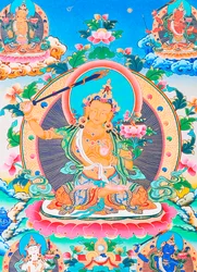 Afbeelding van Manjushree, de legendarische schepper van de Kathmandu-vallei