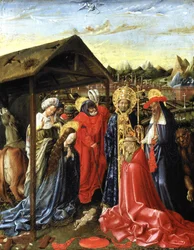 De Geboorte met SS. Sixtus (?) en Jerome en een kardinaal