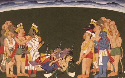 Rama en Lakshmana aangevallen met nagapasa, uit de 